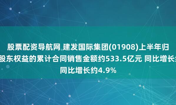 股票配资导航网 建发国际集团(01908)上半年归属公司股东权益的累计合同销售金额约533.5亿元 同比增长约4.9%